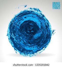 Blue brush stroke and texture. Grunge vector abstract hand - painted element. Underline and border design.