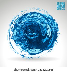 Blue brush stroke and texture. Grunge vector abstract hand - painted element. Underline and border design.