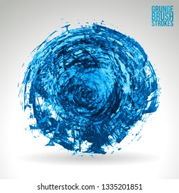 Blue brush stroke and texture. Grunge vector abstract hand - painted element. Underline and border design.