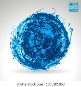 Blue brush stroke and texture. Grunge vector abstract hand - painted element. Underline and border design.
