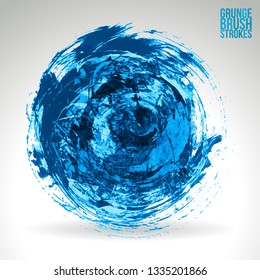 Blue brush stroke and texture. Grunge vector abstract hand - painted element. Underline and border design.