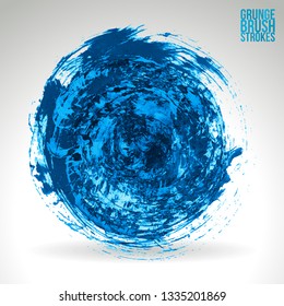 Blue brush stroke and texture. Grunge vector abstract hand - painted element. Underline and border design.