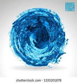 Blue brush stroke and texture. Grunge vector abstract hand - painted element. Underline and border design.