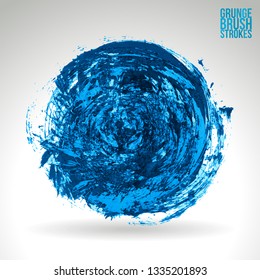Blue brush stroke and texture. Grunge vector abstract hand - painted element. Underline and border design.
