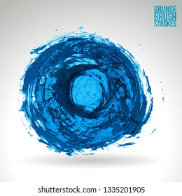Blue brush stroke and texture. Grunge vector abstract hand - painted element. Underline and border design.