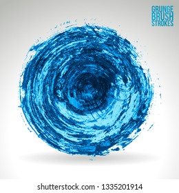 Blue brush stroke and texture. Grunge vector abstract hand - painted element. Underline and border design.