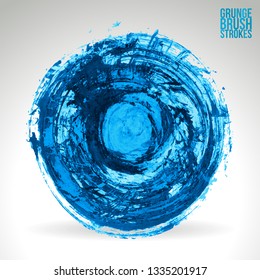 Blue brush stroke and texture. Grunge vector abstract hand - painted element. Underline and border design.