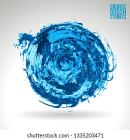 Blue brush stroke and texture. Grunge vector abstract hand - painted element. Underline and border design.