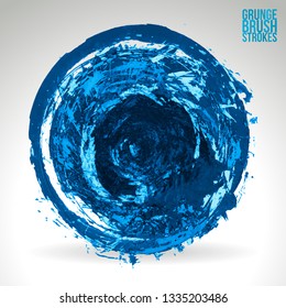 Blue brush stroke and texture. Grunge vector abstract hand - painted element. Underline and border design.