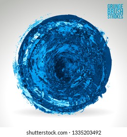 Blue brush stroke and texture. Grunge vector abstract hand - painted element. Underline and border design.