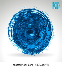 Blue brush stroke and texture. Grunge vector abstract hand - painted element. Underline and border design.