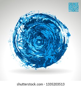 Blue brush stroke and texture. Grunge vector abstract hand - painted element. Underline and border design.
