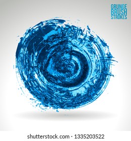 Blue brush stroke and texture. Grunge vector abstract hand - painted element. Underline and border design.