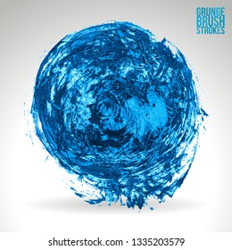 Blue brush stroke and texture. Grunge vector abstract hand - painted element. Underline and border design.