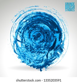 Blue brush stroke and texture. Grunge vector abstract hand - painted element. Underline and border design.