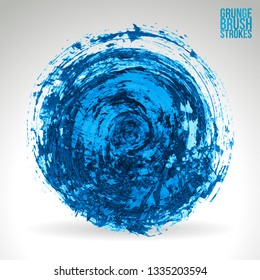 Blue brush stroke and texture. Grunge vector abstract hand - painted element. Underline and border design.
