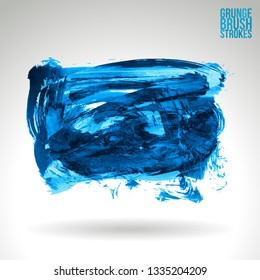 Blue brush stroke and texture. Grunge vector abstract hand - painted element. Underline and border design.