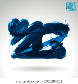 Blue brush stroke and texture. Grunge vector abstract hand - painted element. Underline and border design.
