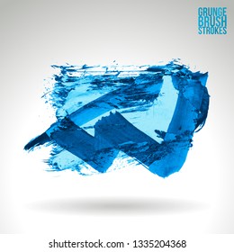Blue brush stroke and texture. Grunge vector abstract hand - painted element. Underline and border design.