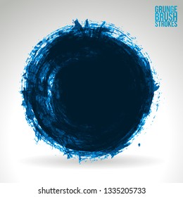 Blue brush stroke and texture. Grunge vector abstract hand - painted element. Underline and border design.