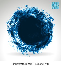 Blue brush stroke and texture. Grunge vector abstract hand - painted element. Underline and border design.