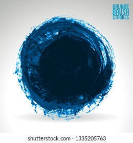 Blue brush stroke and texture. Grunge vector abstract hand - painted element. Underline and border design.