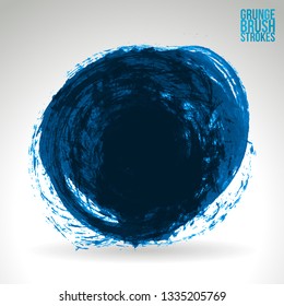 Blue brush stroke and texture. Grunge vector abstract hand - painted element. Underline and border design.