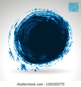 Blue brush stroke and texture. Grunge vector abstract hand - painted element. Underline and border design.