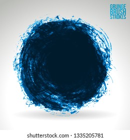 Blue brush stroke and texture. Grunge vector abstract hand - painted element. Underline and border design.