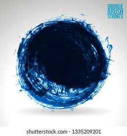 Blue brush stroke and texture. Grunge vector abstract hand - painted element. Underline and border design.