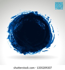 Blue brush stroke and texture. Grunge vector abstract hand - painted element. Underline and border design.