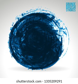 Blue brush stroke and texture. Grunge vector abstract hand - painted element. Underline and border design.