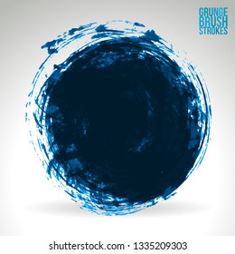 Blue brush stroke and texture. Grunge vector abstract hand - painted element. Underline and border design.