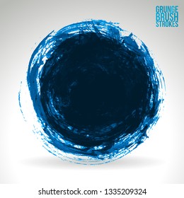 Blue brush stroke and texture. Grunge vector abstract hand - painted element. Underline and border design.