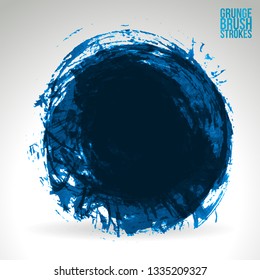 Blue brush stroke and texture. Grunge vector abstract hand - painted element. Underline and border design.