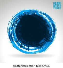 Blue brush stroke and texture. Grunge vector abstract hand - painted element. Underline and border design.