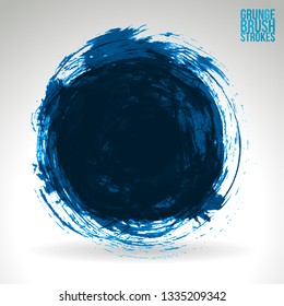 Blue brush stroke and texture. Grunge vector abstract hand - painted element. Underline and border design.