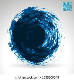Blue brush stroke and texture. Grunge vector abstract hand - painted element. Underline and border design.