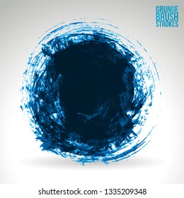 Blue brush stroke and texture. Grunge vector abstract hand - painted element. Underline and border design.