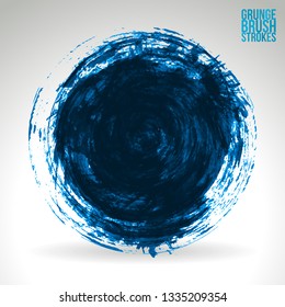 Blue brush stroke and texture. Grunge vector abstract hand - painted element. Underline and border design.