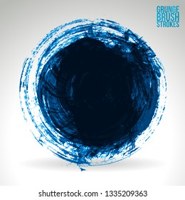 Blue brush stroke and texture. Grunge vector abstract hand - painted element. Underline and border design.