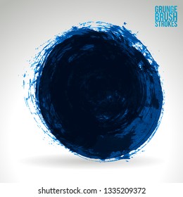 Blue brush stroke and texture. Grunge vector abstract hand - painted element. Underline and border design.