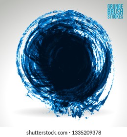 Blue brush stroke and texture. Grunge vector abstract hand - painted element. Underline and border design.