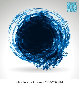Blaue Pinselstriche und Textur. Abstraktes abstraktes Element von Grunge-Vektorgrafik. Unterstreichen und Rahmendesign.