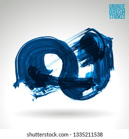 Blue brush stroke and texture. Grunge vector abstract hand - painted element. Underline and border design.