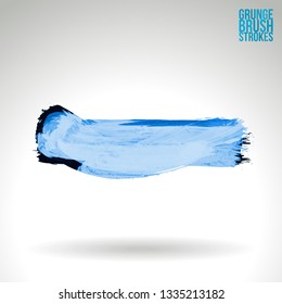 Blue brush stroke and texture. Grunge vector abstract hand - painted element. Underline and border design.