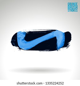 Blue brush stroke and texture. Grunge vector abstract hand - painted element. Underline and border design.
