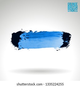 Blue brush stroke and texture. Grunge vector abstract hand - painted element. Underline and border design.