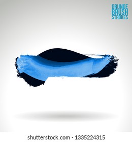 Blue brush stroke and texture. Grunge vector abstract hand - painted element. Underline and border design.