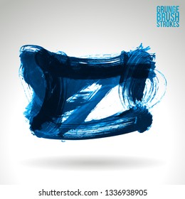 Blue brush stroke and texture. Grunge vector abstract hand - painted element. Underline and border design.